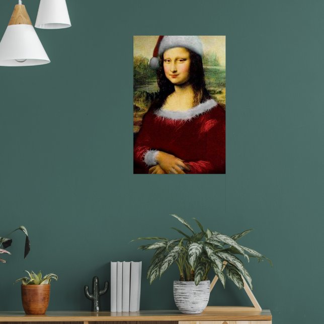 Funny Santa Mona Lisa Frohe Weihnachten Poster (Wohnzimmer 1)