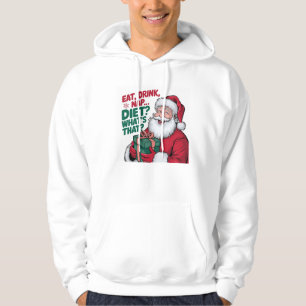 Funny Santa Noël Sweat à capuche Manger Boire Fair