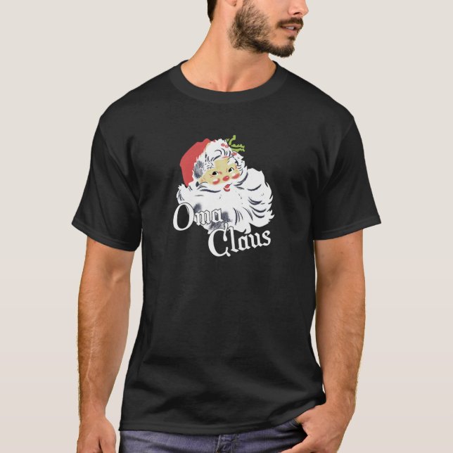 Funny Santa Oma Claus Snowflake Leopard Chr T-Shirt (Vorderseite)