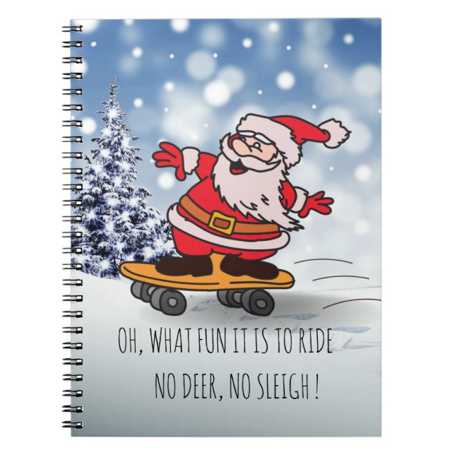 Funny Santa on Skateboard for Kids Christmas Notizblock (Vorderseite)