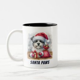 Funny Santa Paws Niedlich Hund Zweifarbige Tasse