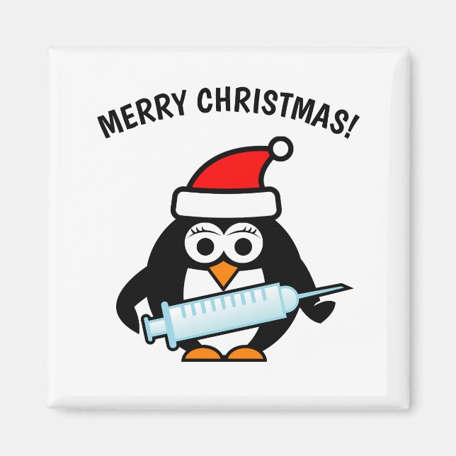 Funny Santa Pflege Pinguin Weihnachts Magnet Gesch (Vorne)