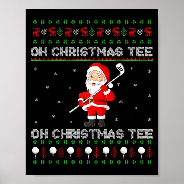 Funny Santa Playing Golf Srts Christmas  Poster (Vorne)