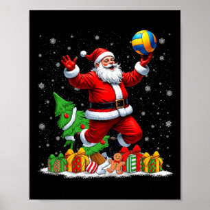 Funny Santa Playing Volleyball WeihnachtsLICHT XM Poster