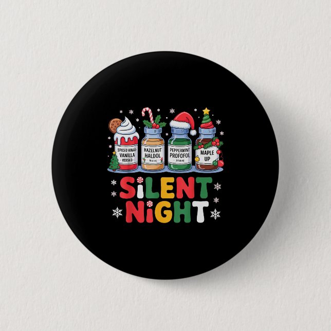 Funny Santa Profol Silent Night Icu Nurses Merry C Button (Vorderseite)