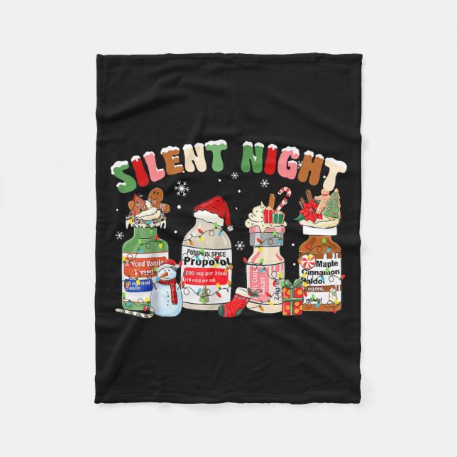 Funny Santa Profol Silent Night Icu Nurses Merry C Fleecedecke (Vorderseite)