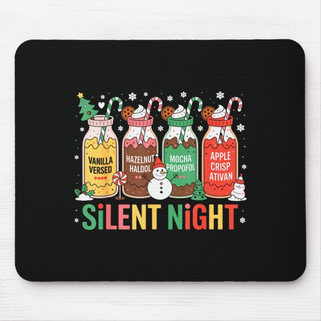 Funny Santa Profol Silent Night Icu Nurses Merry C Mousepad (Vorne)