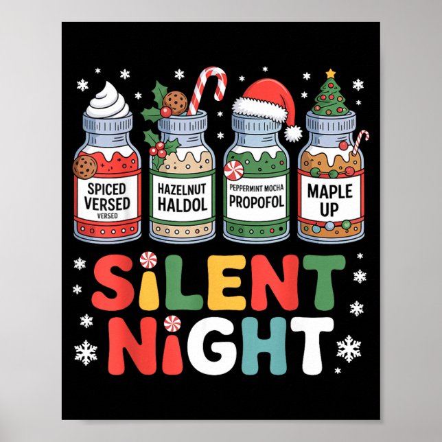 Funny Santa Profol Silent Night Icu Nurses Merry C Poster (Vorne)
