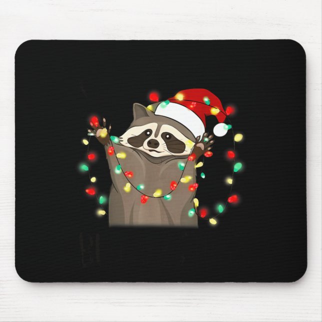 Funny Santa Racoon Overstimulated But Festive Xmas Mousepad (Vorne)