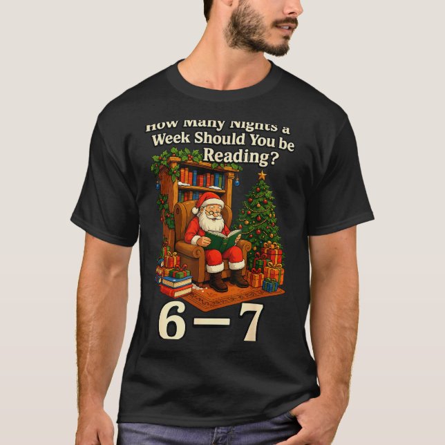 Funny Santa Reading 67 Meme Tee Christmas Teacher  (Vorderseite)