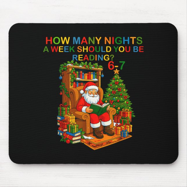 Funny Santa Reading 67 Meme Tee Christmas Teacher  Mousepad (Vorne)