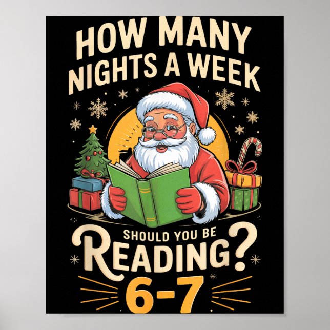 Funny Santa Reading 67 Meme Tee Christmas Teacher  Poster (Vorne)
