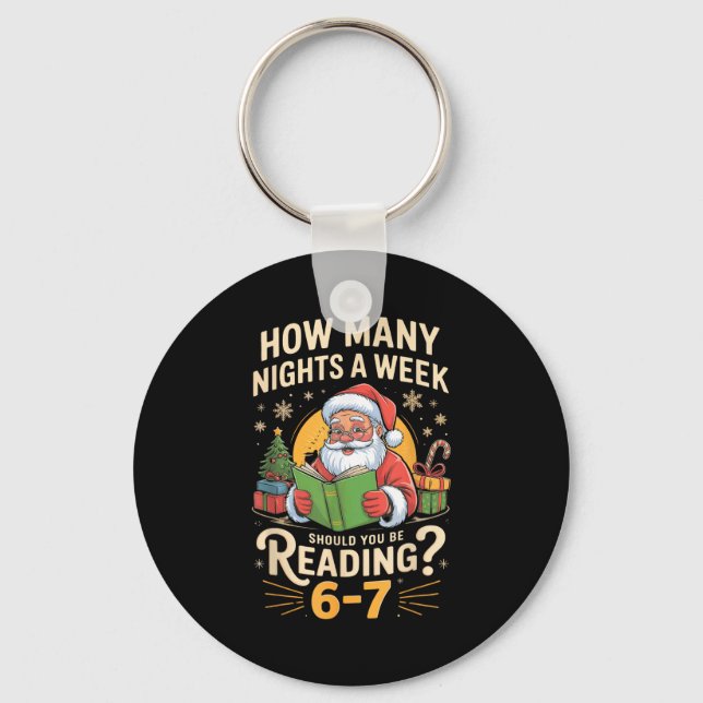 Funny Santa Reading 67 Meme Tee Christmas Teacher  Schlüsselanhänger (Vorderseite)
