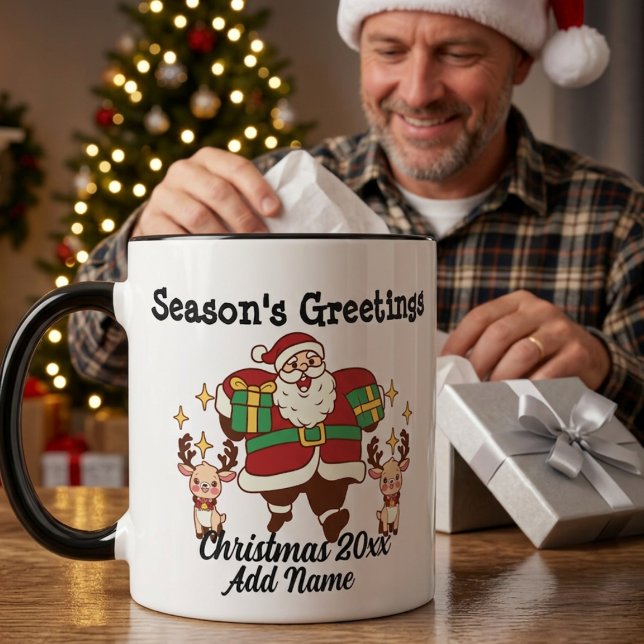 Funny Santa Red & Gold Personalize Tasse (Von Creator hochgeladen)