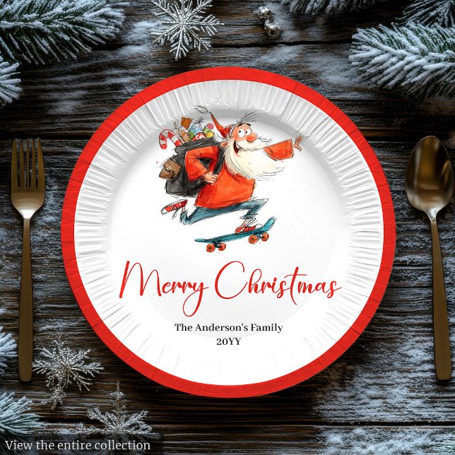 Funny Santa Red Green Holiday Dinner Plates Pappteller (Funny Santa Red Green Holiday Dinner Plates)