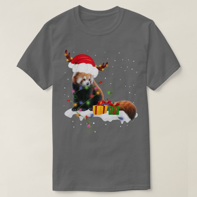 Funny Santa Red Panda Weihnachtsleuchten Lover Chr T-Shirt (Design vorne)