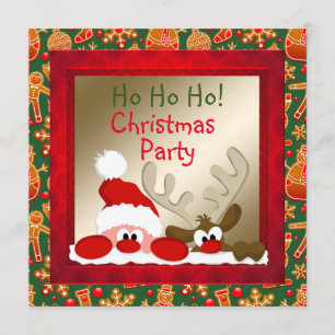 Funny Santa & Reindeer Kids' Xmas Party Einladung