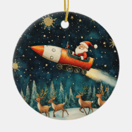 Funny Santa Retro Weihnachtsabend Keramik Ornament
