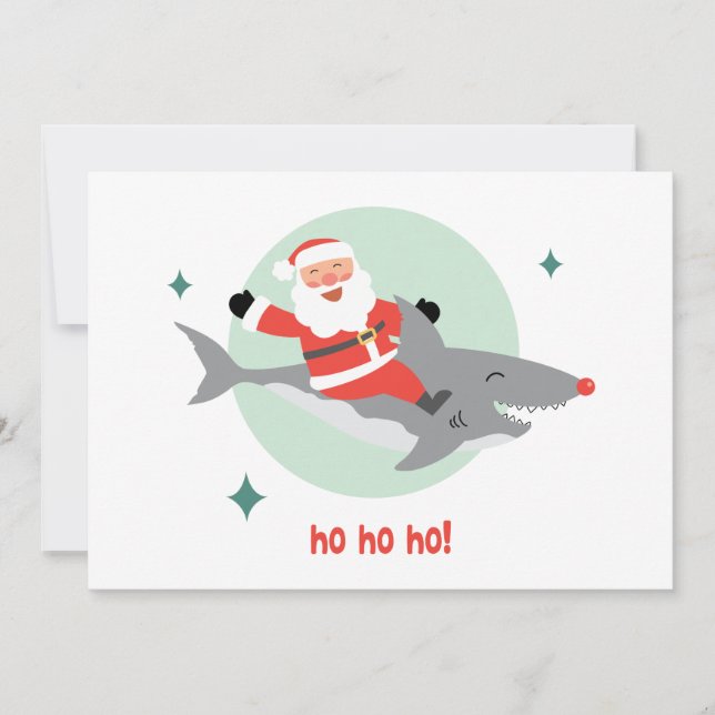 Funny Santa Riding A Shark (Vorderseite)