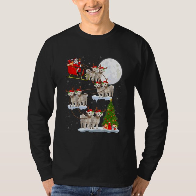 Funny Santa Riding Bichon Frise Moon Christmas Lig T-Shirt (Vorderseite)
