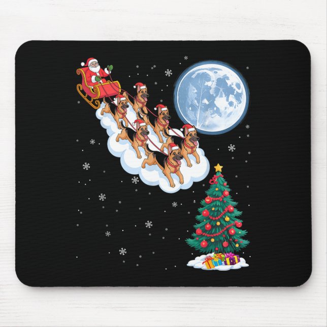 Funny Santa Riding German Shepherd Dog Tree Christ Mousepad (Vorne)