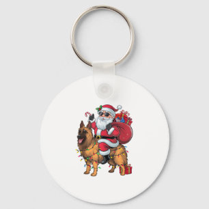 Funny Santa Riding German Shepherd Dog Weihnachten Schlüsselanhänger
