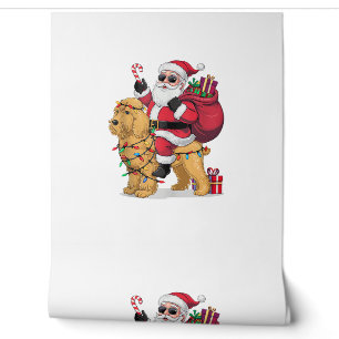 Funny Santa Riding Goldendoodle Dog Weihnachten Tapete