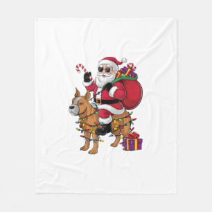 Funny Santa Riding Staffordshire Bull Terrier Dog Fleecedecke