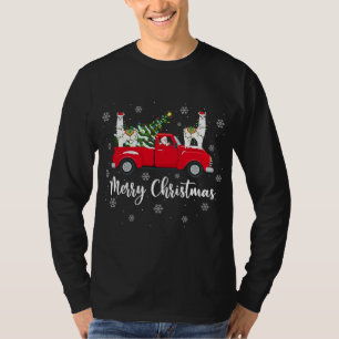 Funny Santa Riding Weihnachtsbaum Truck Alpaca Chr T-Shirt