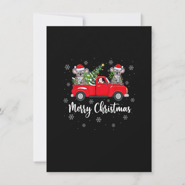 Funny Santa Riding Weihnachtsbaum Truck Koala Chri Einladung (Vorderseite)