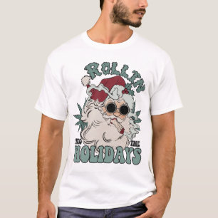 Funny Santa Rollin Inn The Holidays Christmas T-S T-Shirt