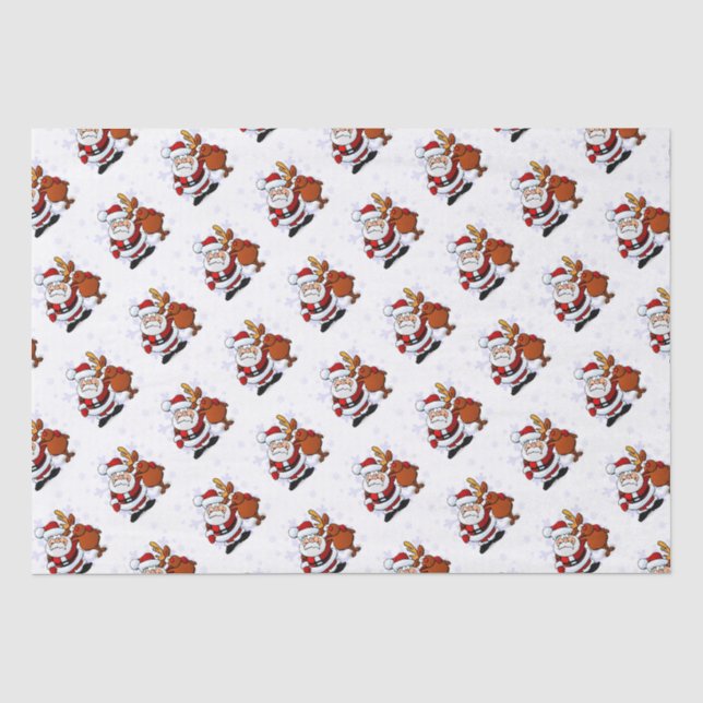 Funny Santa & Rudolph Holiday Tissue Paper Seidenpapier (Vorderseite)