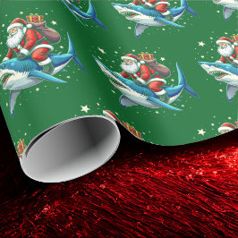 Funny Santa Shark Gift Sea Animal Party Dekoration Geschenkpapier
