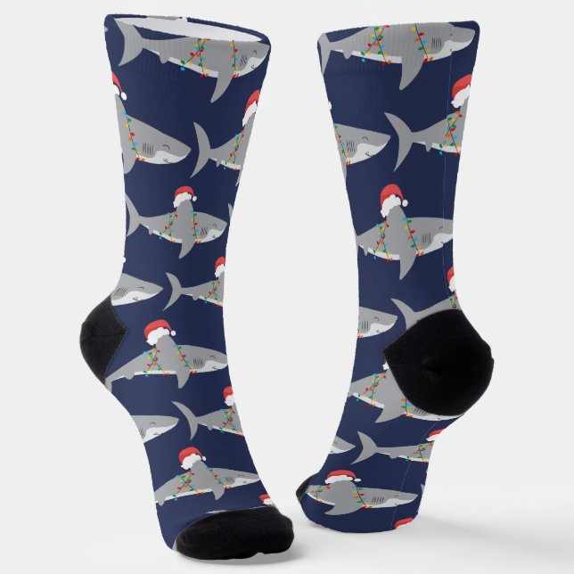 Funny Santa Shark Weihnachten Socken (Gewinkelt)