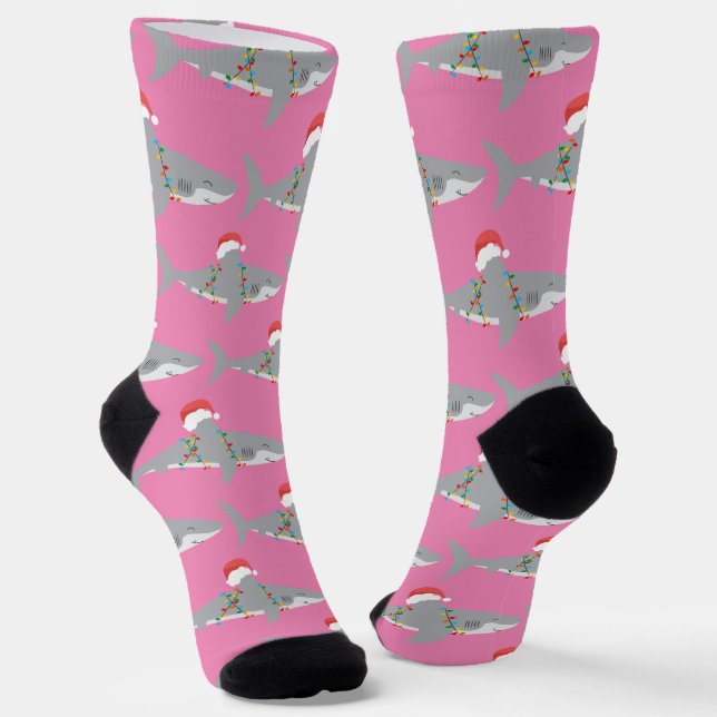 Funny Santa Shark Weihnachten Socken (Gewinkelt)