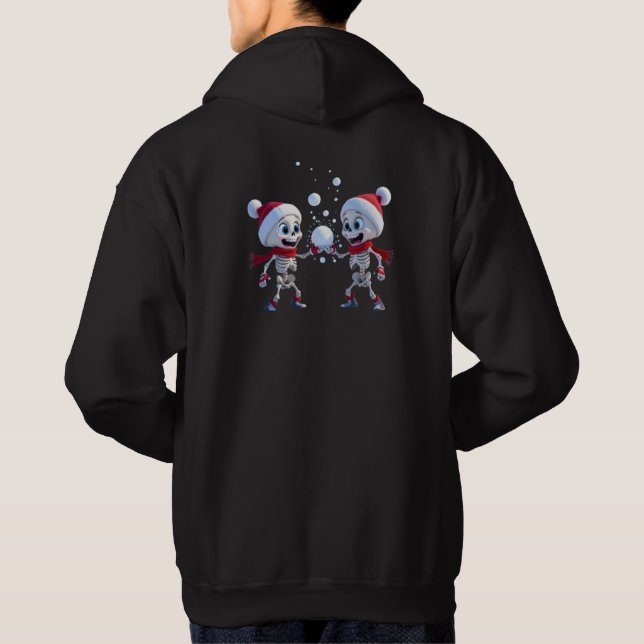 Funny Santa Skeletons Having a Snowball Fight  Hoodie (Rückseite)