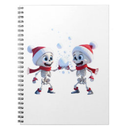 Funny Santa Skeletons Having a Snowball Fight  Notizblock
