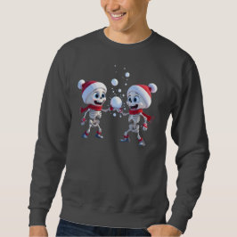 Funny Santa Skeletons Having a Snowball Fight  Sweatshirt