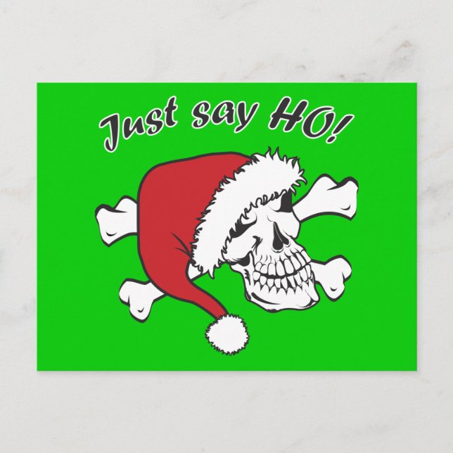 Funny Santa Skull Feiertagspostkarte (Vorderseite)