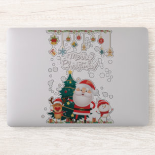 Funny Santa, Snowman, Reindeer Frohe Weihnachten Aufkleber