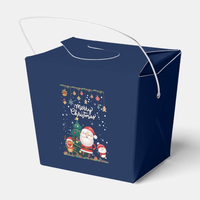 Funny Santa, Snowman, Reindeer Frohe Weihnachten Geschenkschachtel (Rückseite)