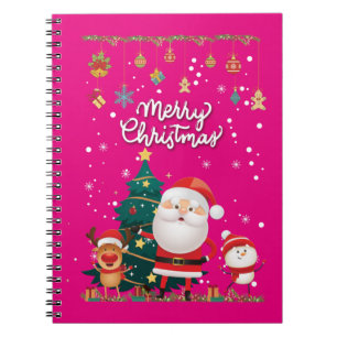 Funny Santa, Snowman, Reindeer Frohe Weihnachten Notizblock