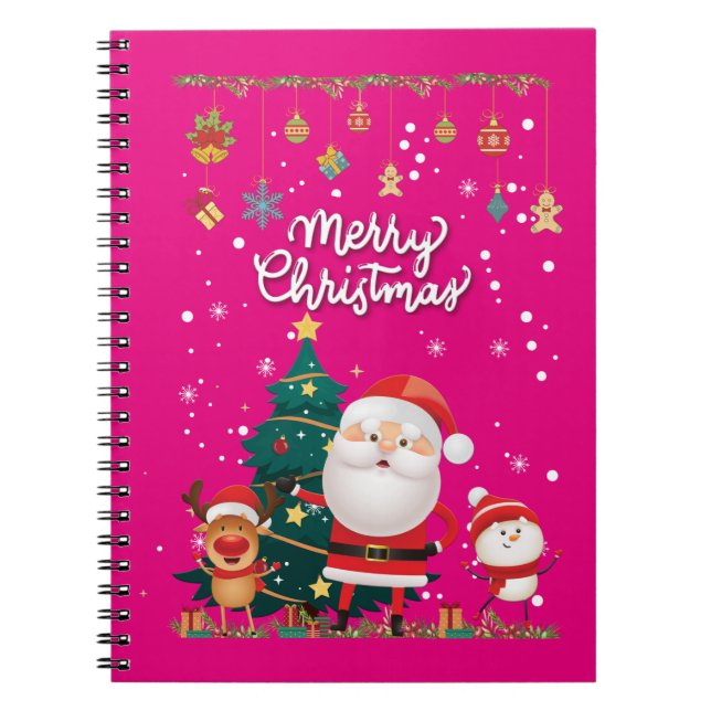 Funny Santa, Snowman, Reindeer Frohe Weihnachten Notizblock (Vorderseite)