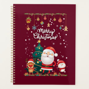 Funny Santa, Snowman, Reindeer Frohe Weihnachten Planer