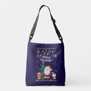 Funny Santa, Snowman, Reindeer Frohe Weihnachten Tragetaschen Mit Langen Trägern
