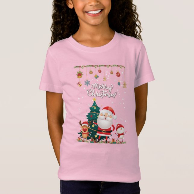 Funny Santa, Snowman, Reindeer Merry Christmas T-Shirt (Vorderseite)