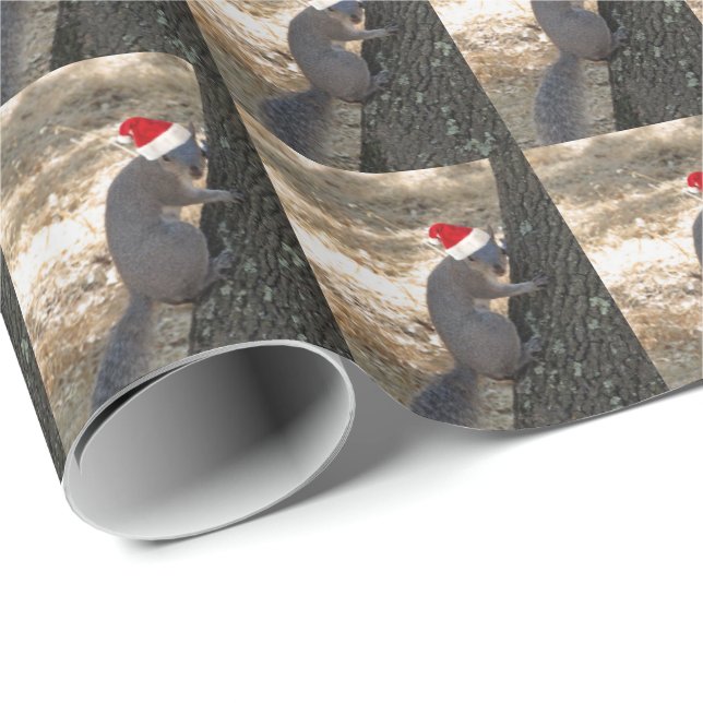 Funny Santa Squirrel Wrapper Geschenkpapier (Rolleneckpunkt)
