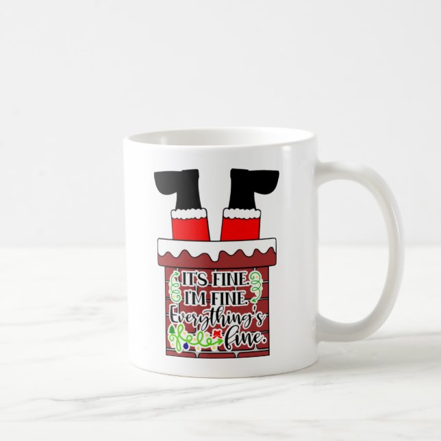 Funny Santa Stuck in Chimney Weihnachten Spaß Kaffeetasse (Rechts)