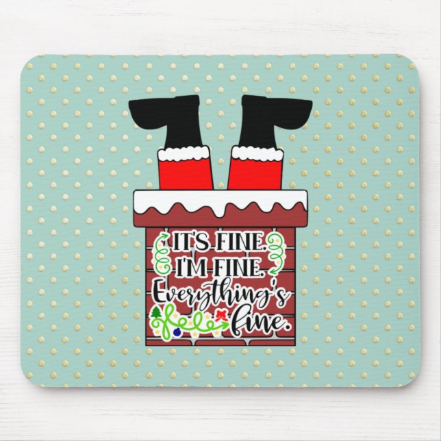Funny Santa Stuck in Chimney Weihnachten Spaß Mousepad (Vorne)