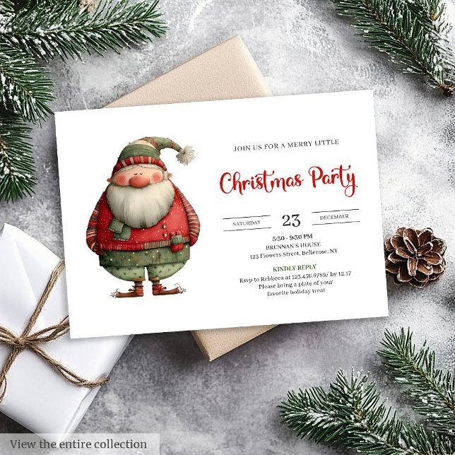 Funny Santa trendy red green Christmas invitation Einladung (Funny Santa trendy red green Christmas invitation)
